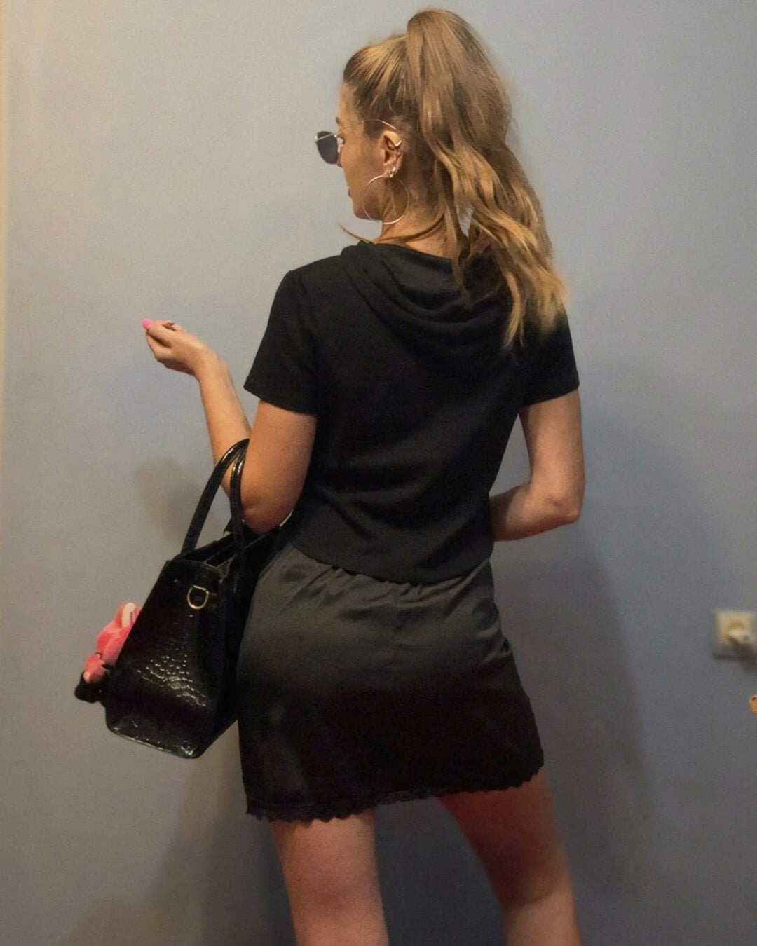Johana Lace Trim Satin Mini Skirt - Women's Fashion Skirt - Image 4