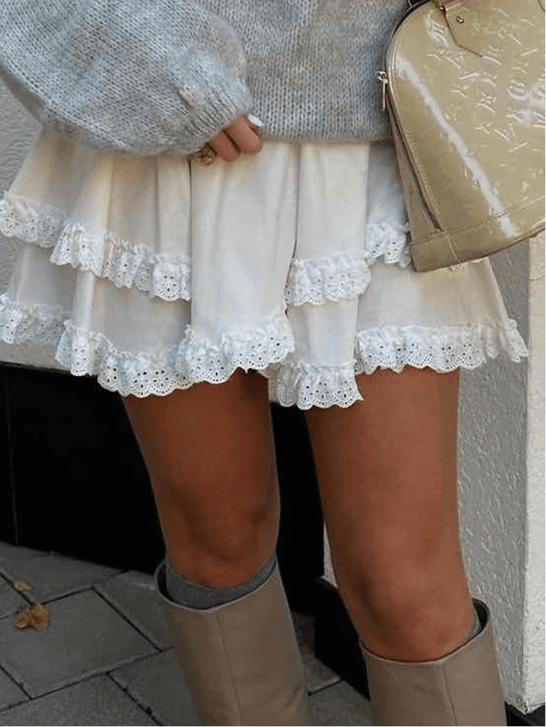 Kyrie Ruffled Trim Layered Mini Skirt - Women's Fashion Skirt - Image 5