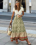 Rhea Boho Printed Midi Swing Skirt - Women's Fashion Skirt - Image 2
