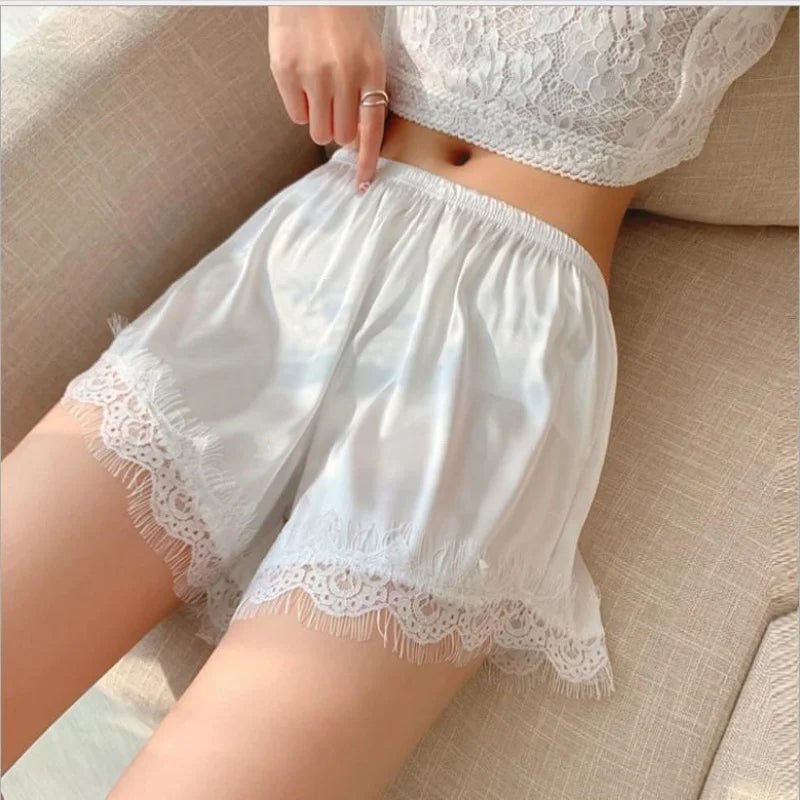 Elaine Lace Trim Satin Mini Shorts - Women's Sleepwear - Image 3