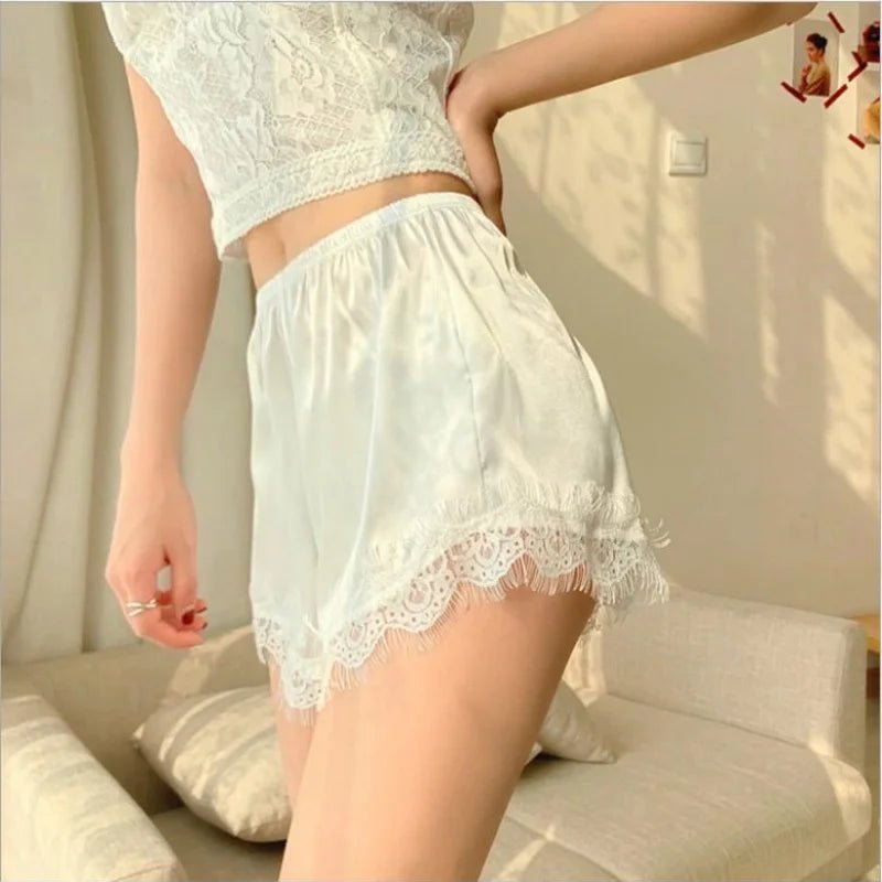 Elaine Lace Trim Satin Mini Shorts - Women's Sleepwear - Image 4