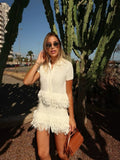 Beatrice Knitted Tassel Skirt Set - Women's Coordinated Two-Piece Outfit
