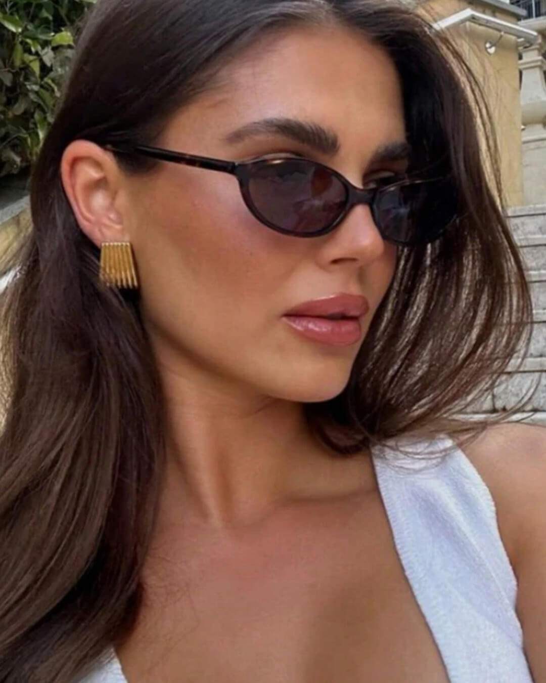 Elena Retro Oval Cat Eye Sunglasses - Small Frame Tortoiseshell, Leopard Tea - Image 2