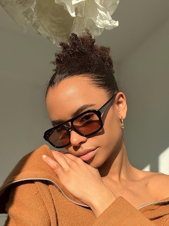 Zahra Vintage Aviator Sunglasses - Cinnamon-Tinted Lenses, Retro '70s Style - Image 7