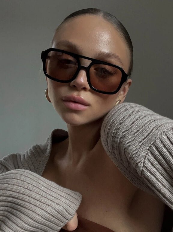 Zahra Vintage Aviator Sunglasses - Cinnamon-Tinted Lenses, Retro '70s Style - Image 12