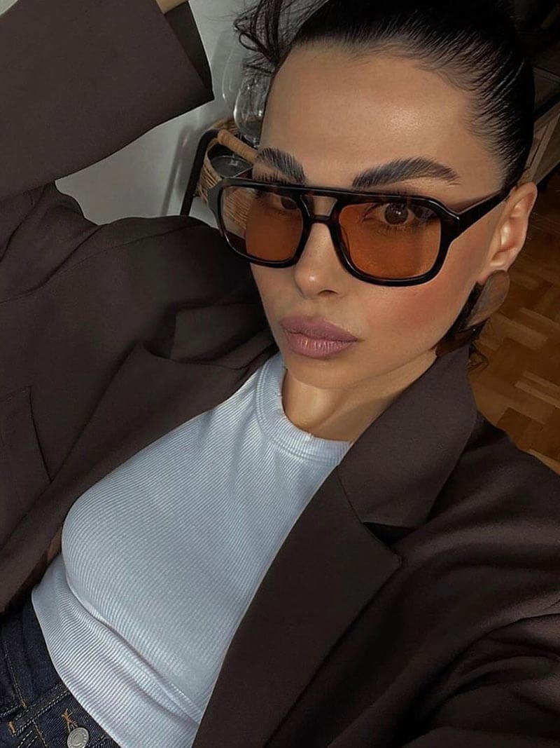 Zahra Vintage Aviator Sunglasses - Cinnamon-Tinted Lenses, Retro '70s Style - Image 13