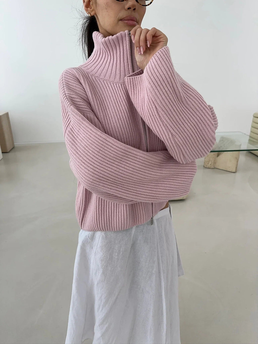 Daniela Oversized Ribbed Zip-Up Sweater - Women's Cozy Knitwear - Image 5