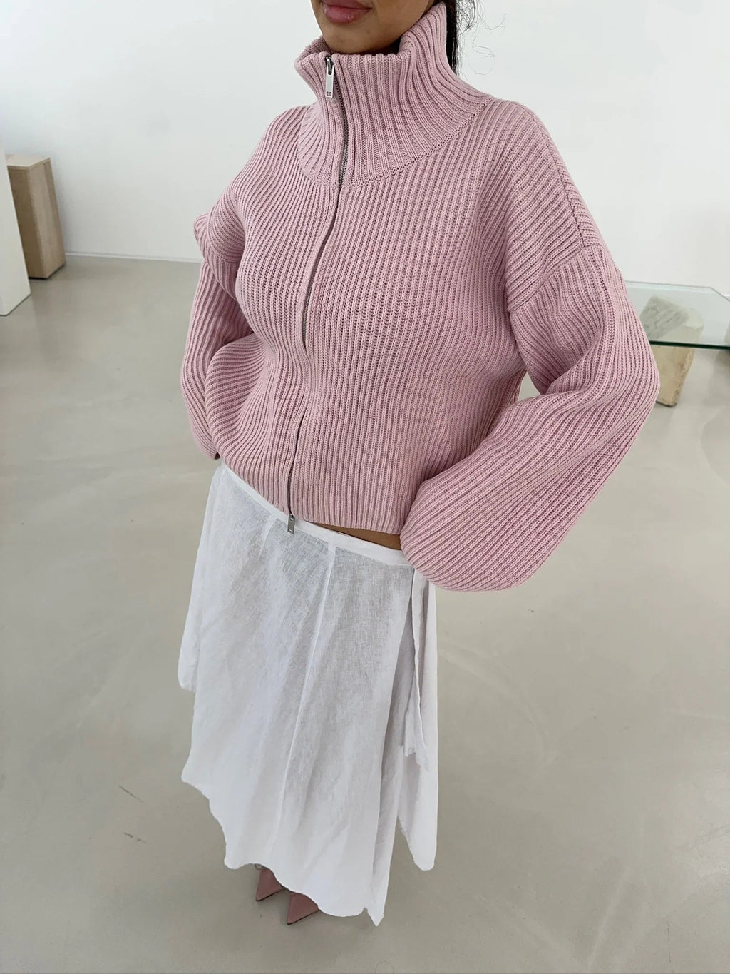 Daniela Oversized Ribbed Zip-Up Sweater - Women's Cozy Knitwear - Image 4