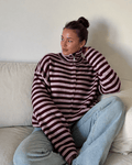 Hanna Striped High-Neck Knit Sweater - Women's Cozy Knitwear