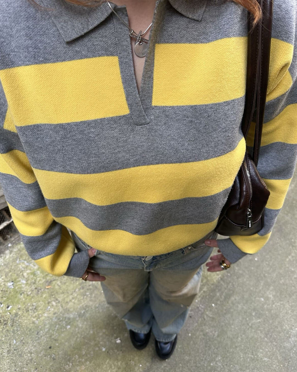 Una Striped Knitted V-Neck Pullover - Women's Cozy Knitwear - Image 3