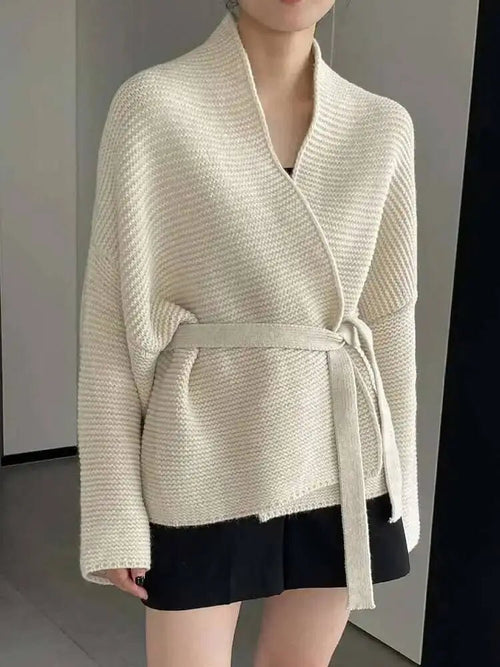 Abigail Belted Knit Cardigan - Women's Cozy Knitwear