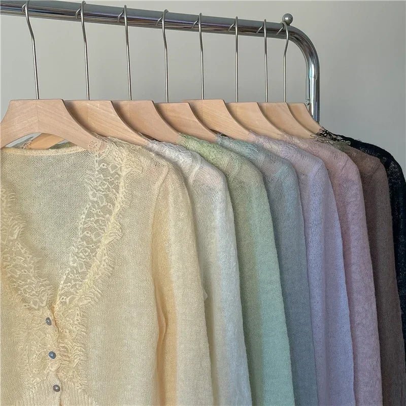 Aurelie Knitted Lace Cardigan - Women's Cozy Knitwear - Image 11