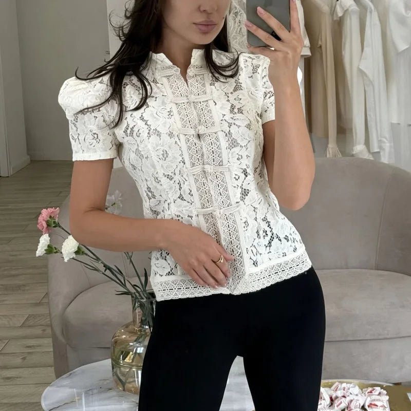 Brielle Lace Patchwork Cardigan - Women's Cozy Knitwear - Image 3
