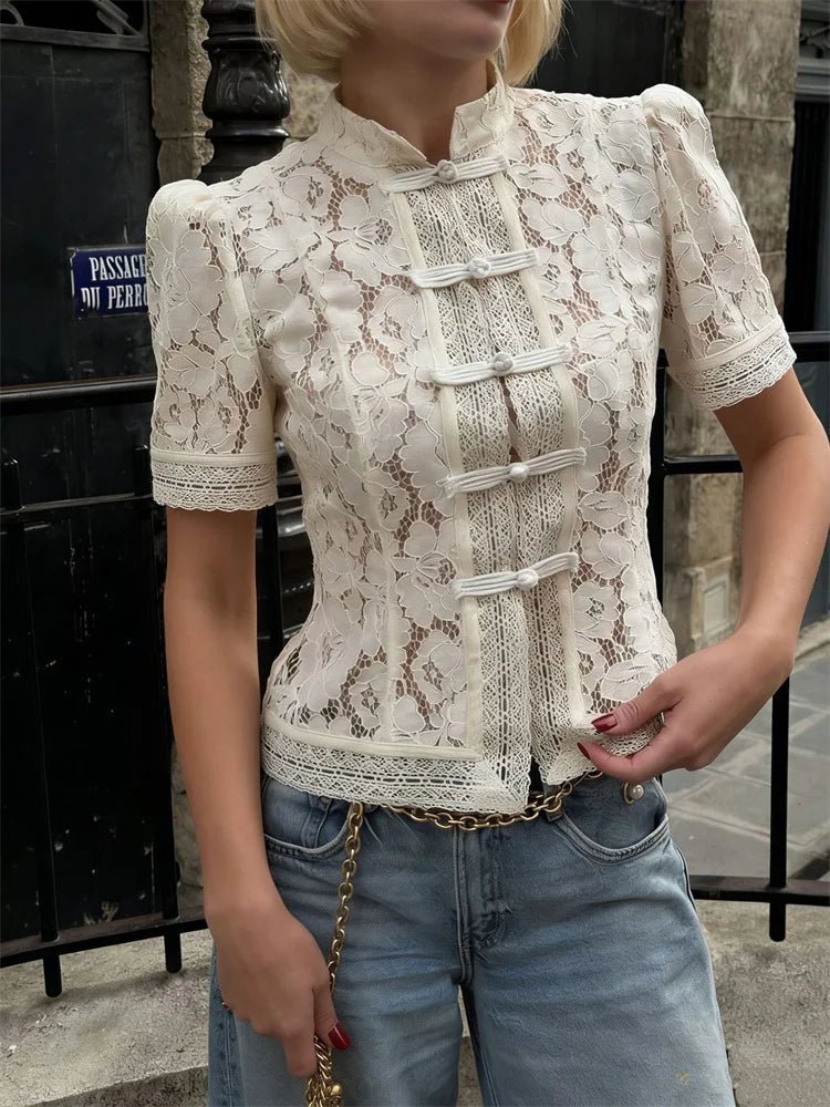 Brielle Lace Patchwork Cardigan - Women's Cozy Knitwear