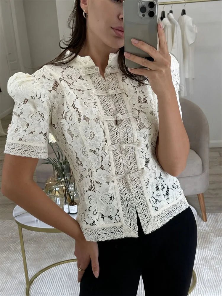 Brielle Lace Patchwork Cardigan - Women's Cozy Knitwear - Image 4
