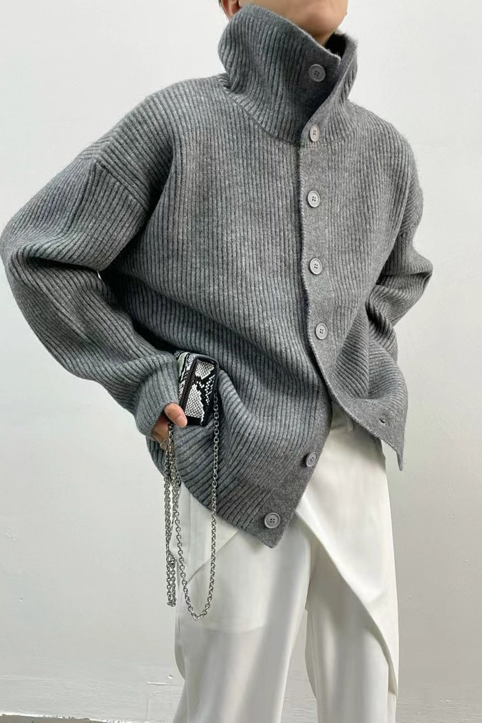 Donna Ribbed Funnel Neck Cardigan - Women's Cozy Knitwear