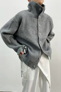 Donna Ribbed Funnel Neck Cardigan - Women's Cozy Knitwear