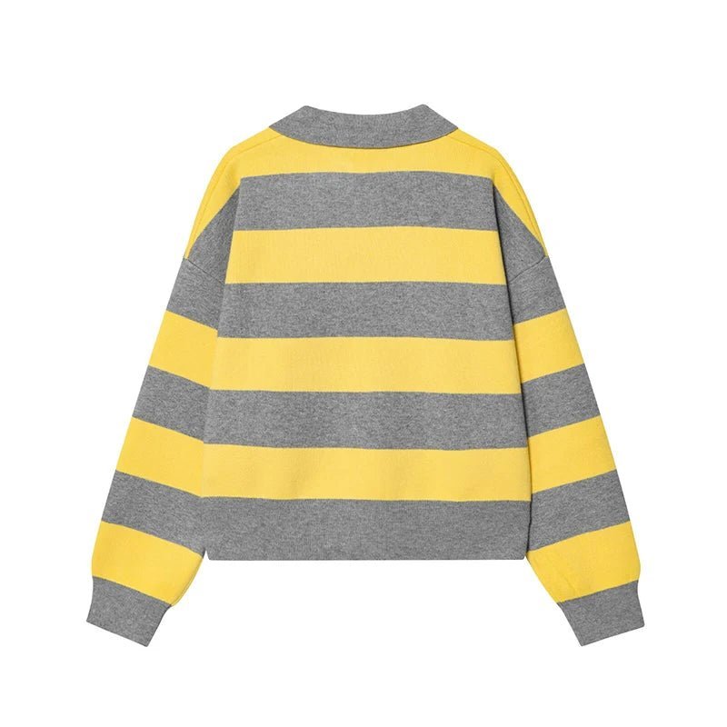 Elena Striped Polo Neck Sweater - Women's Cozy Knitwear - Image 3