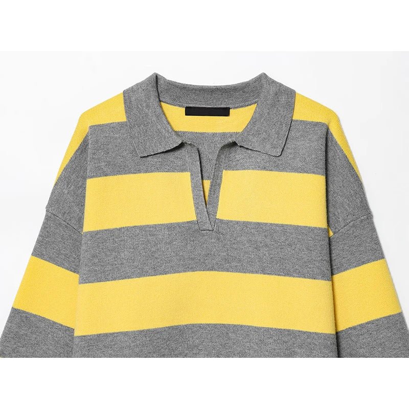 Elena Striped Polo Neck Sweater - Women's Cozy Knitwear - Image 4