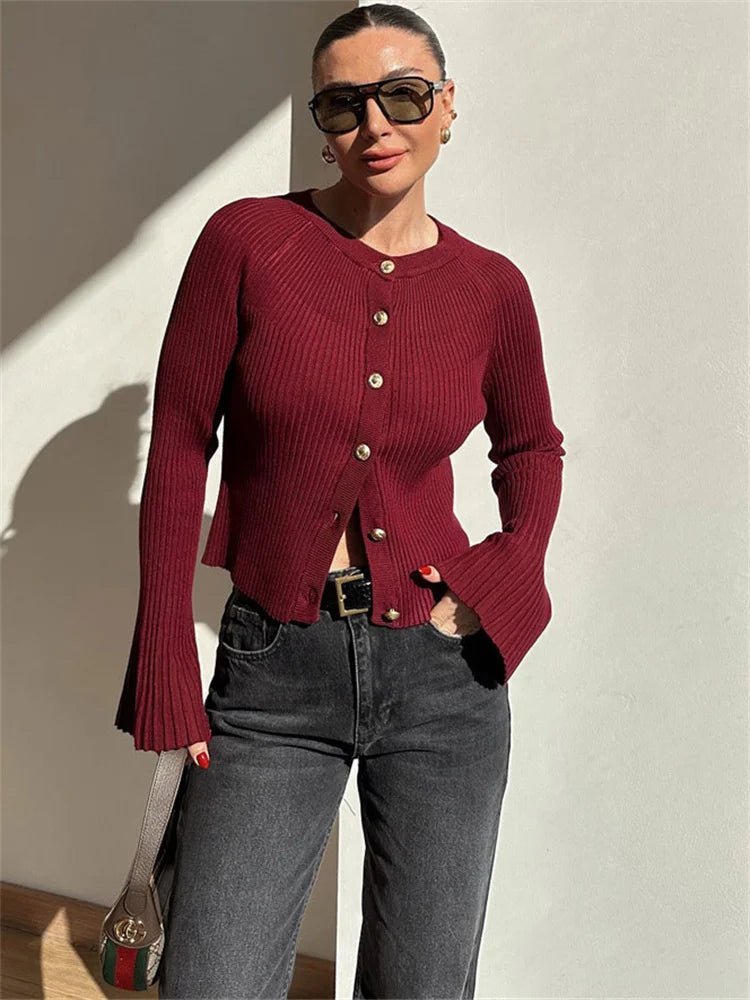 Eloisa Ribbed Knit Long Sleeve Cardigan - Women's Cozy Knitwear - Image 5