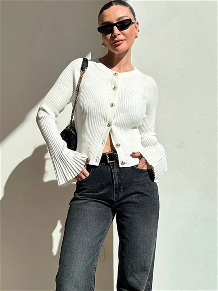 Eloisa Ribbed Knit Long Sleeve Cardigan - Women's Cozy Knitwear - Image 3