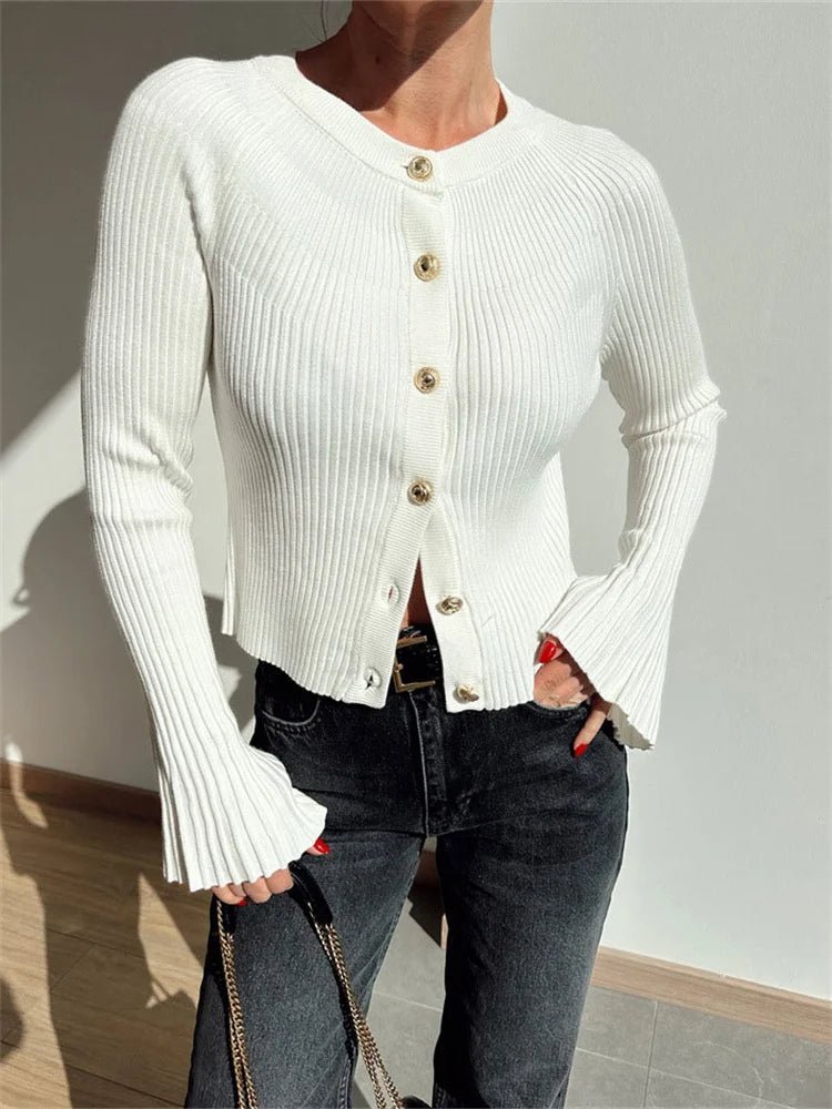 Eloisa Ribbed Knit Long Sleeve Cardigan - Women's Cozy Knitwear
