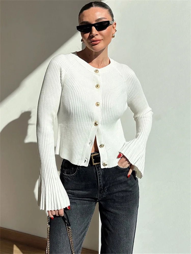 Eloisa Ribbed Knit Long Sleeve Cardigan - Women's Cozy Knitwear - Image 2
