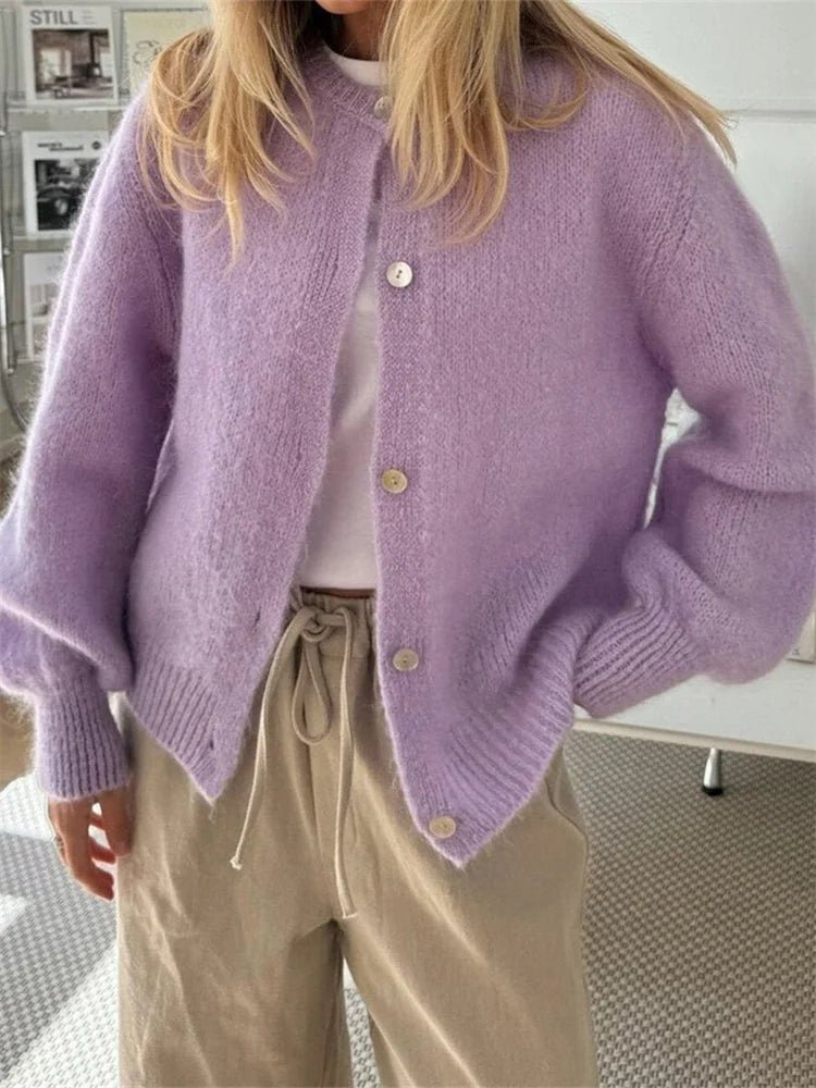 Freya Fuzzy Knit Cardigan - Women's Cozy Knitwear - Image 11
