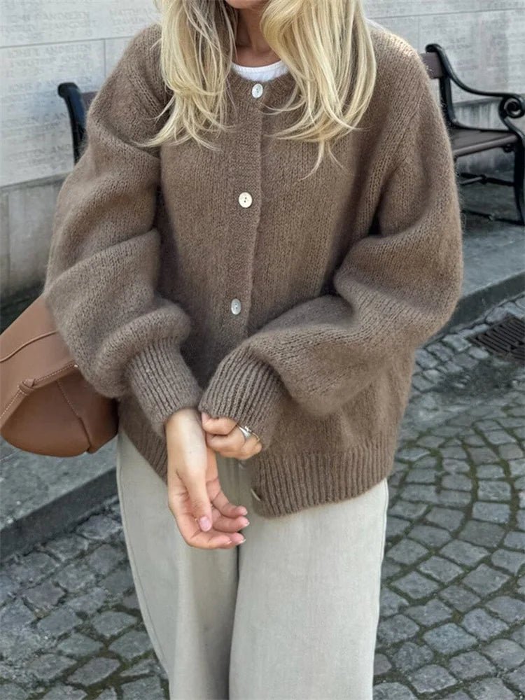 Freya Fuzzy Knit Cardigan - Women's Cozy Knitwear - Image 8