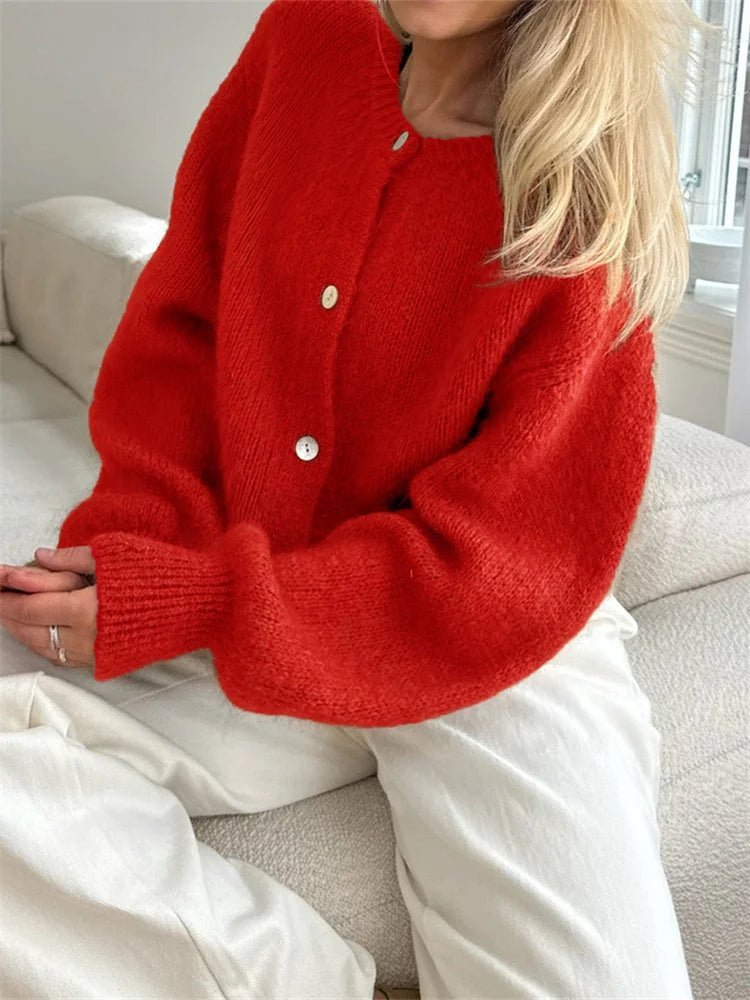 Freya Fuzzy Knit Cardigan - Women's Cozy Knitwear - Image 15