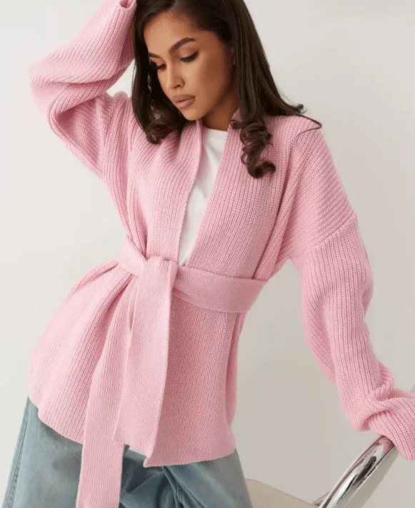 Georgine Belted Wrap Cardigan - Women's Cozy Knitwear - Image 4
