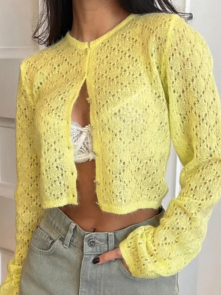 Beverly Hollow Cropped Cardigan - Women's Cozy Knitwear - Image 5