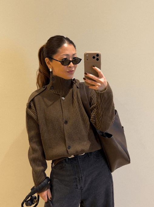 Kylie Knitted High Neck Cardigan - Women's Cozy Knitwear