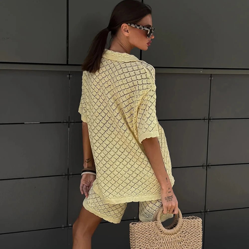 Selene Knit Cardigan Shorts Set - Women's Cozy Knitwear - Image 6