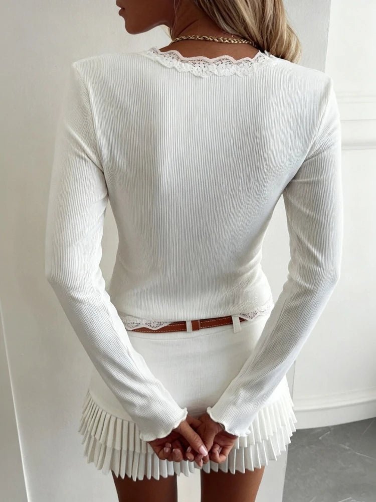 Sharon Cropped Lace Knit Cardigan - Women's Cozy Knitwear - Image 4