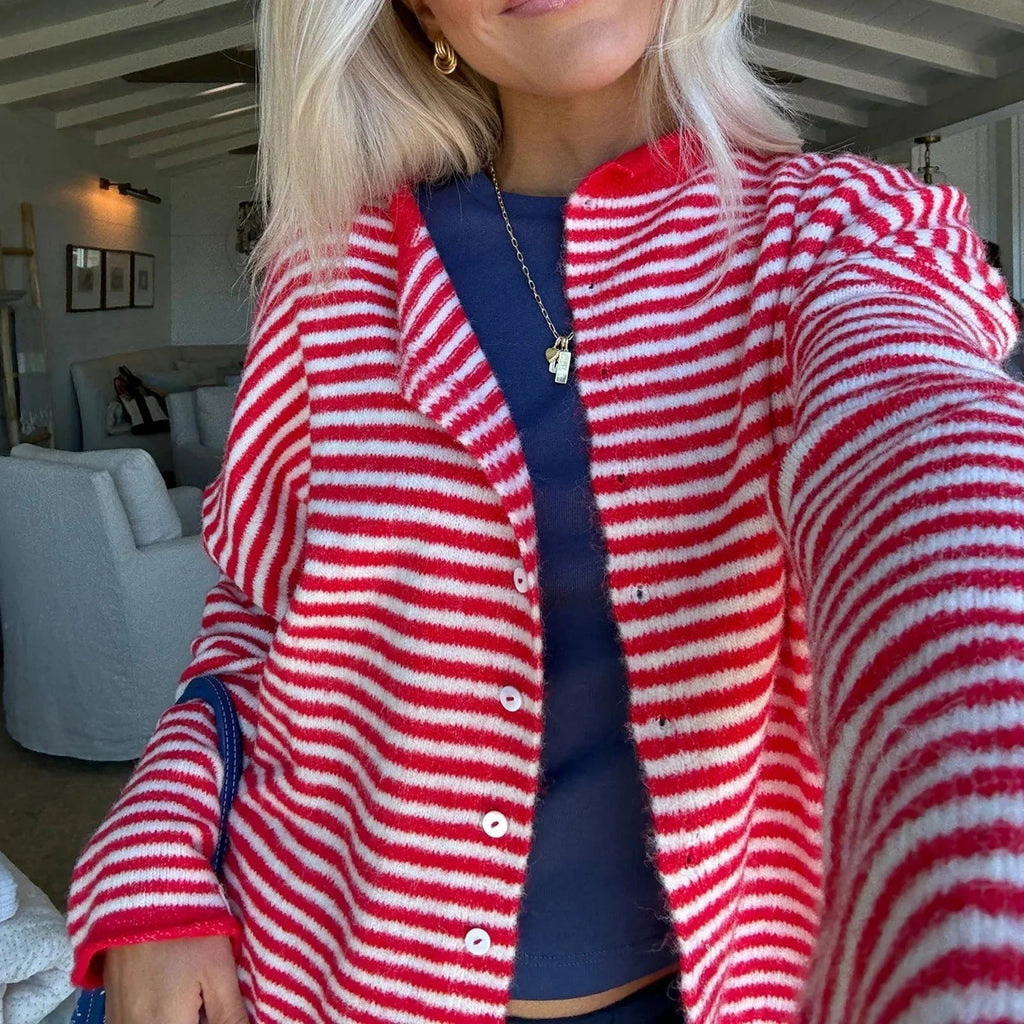 Sofia Women's Striped Cotton Cardigan - Casual Cozy Knitwear Sweater - Image 5
