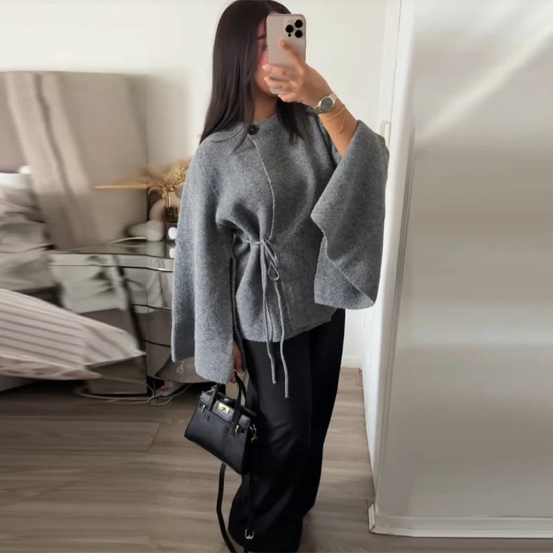 Suzette Slit Batwing Cardigan - Women's Cozy Knitwear - Image 8