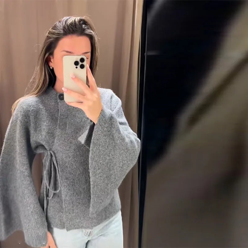 Suzette Slit Batwing Cardigan - Women's Cozy Knitwear - Image 9