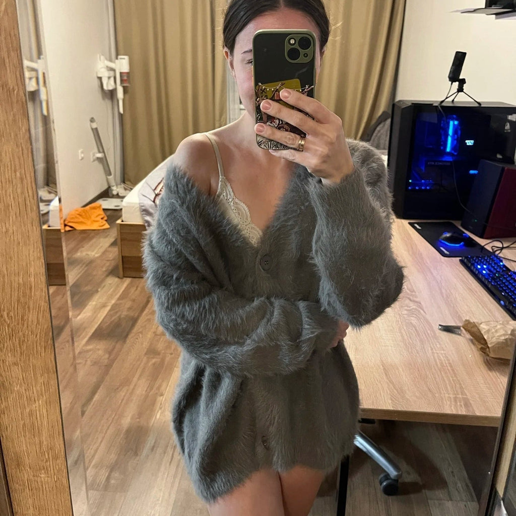 Terry Cozy Knitted Cardigan - Women's Cozy Knitwear - Image 8