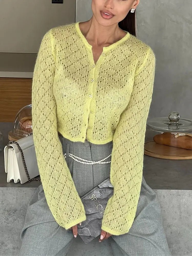 Tessa Sheer Cropped Cardigan - Women's Cozy Knitwear - Image 4