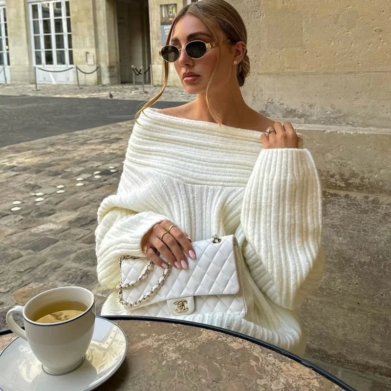 Aelwen Off-Shoulder Knit Sweater - Women's Cozy Knitwear - Image 6