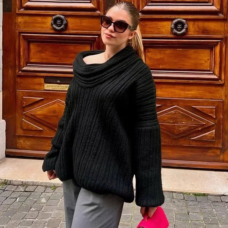 Aelwen Off-Shoulder Knit Sweater - Women's Cozy Knitwear - Image 5