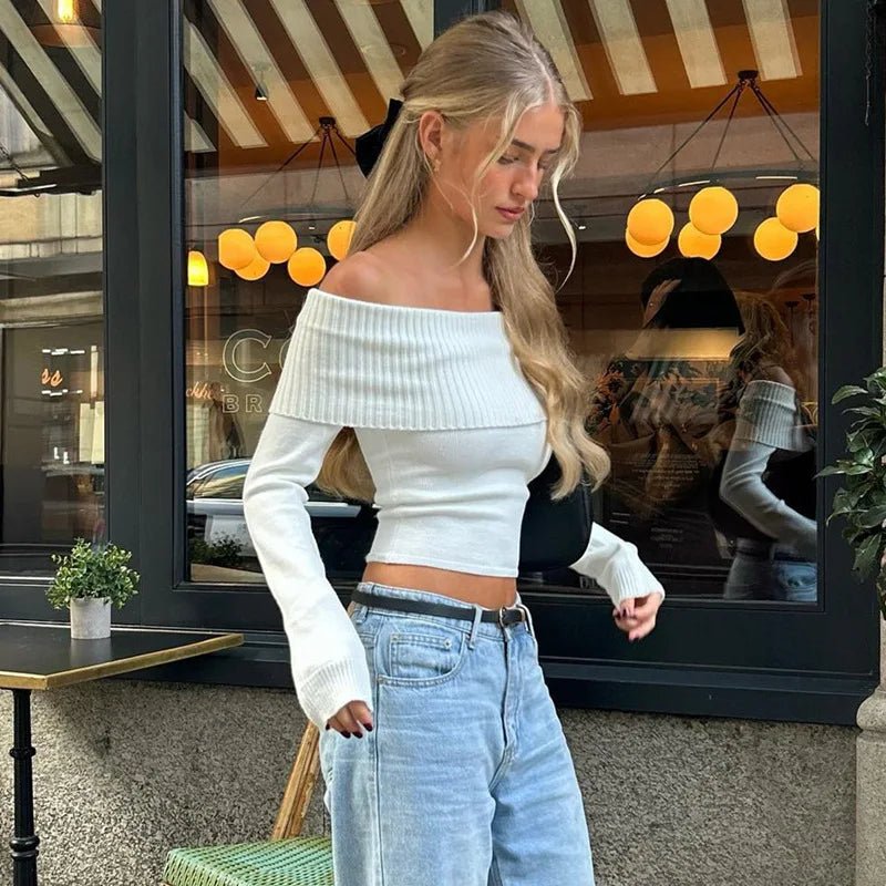 Nora Off The Shoulder Sweater - Women's Cozy Knitwear