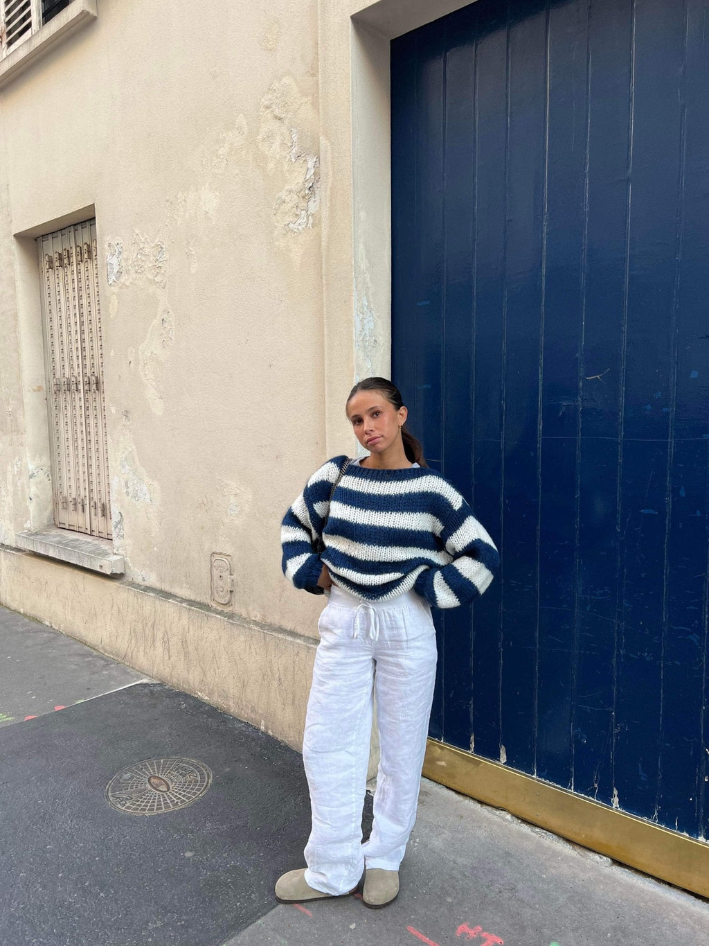 Rose Striped Loose Sweater - Women's Cozy Knitwear - Image 5