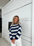 Rose Striped Loose Sweater - Women's Cozy Knitwear - Image 2