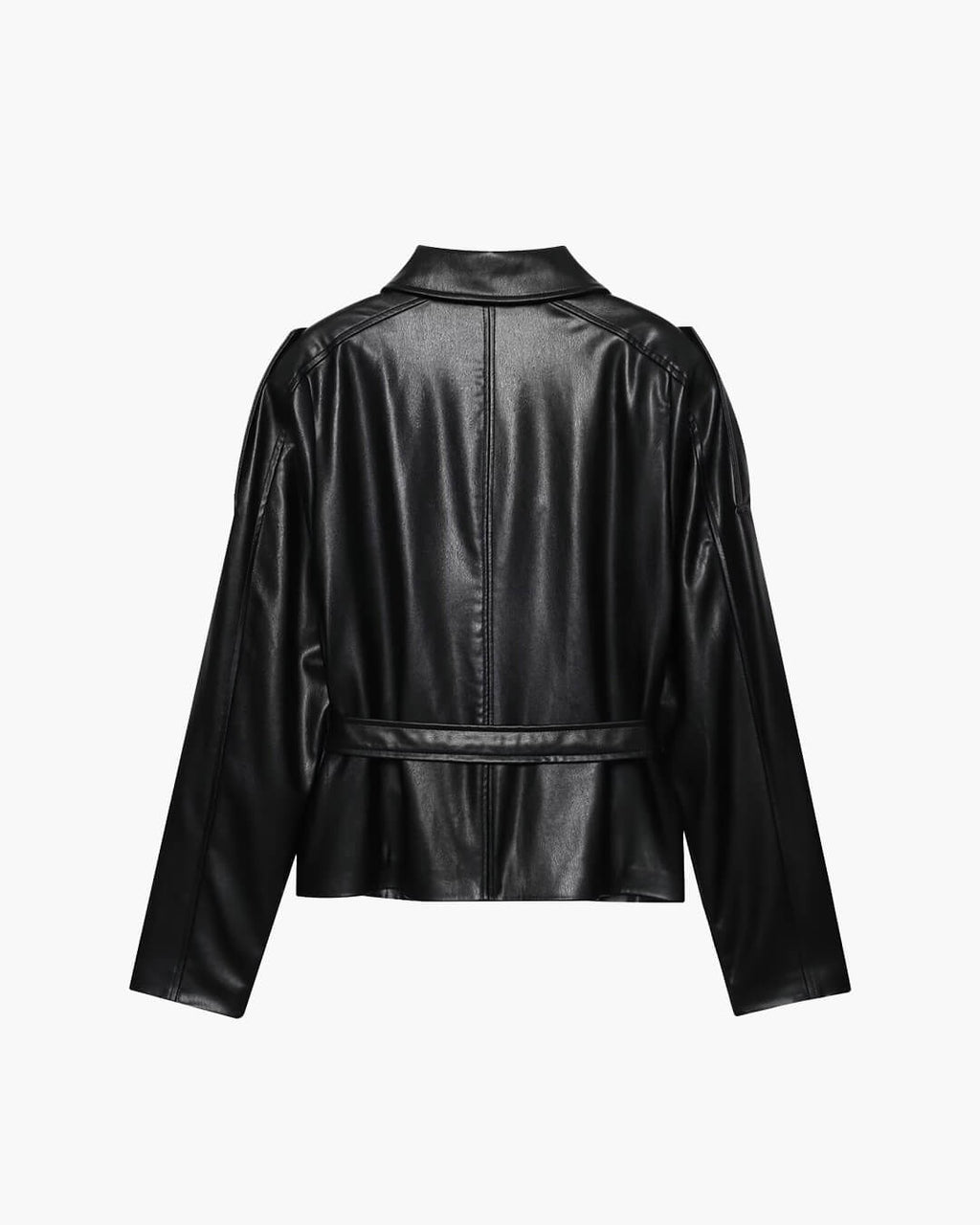 Tabitha Belted Faux Leather Jacket - Women's Fall and Winter Outerwear - Image 2