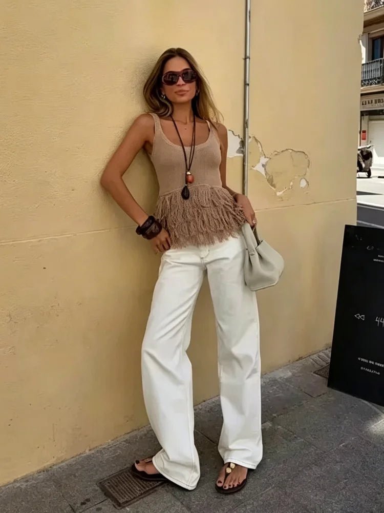 Mia Tassel Knit Tank Top - Women's Sleeveless Fashion Top - Image 3