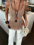 Mia Tassel Knit Tank Top - Women's Sleeveless Fashion Top