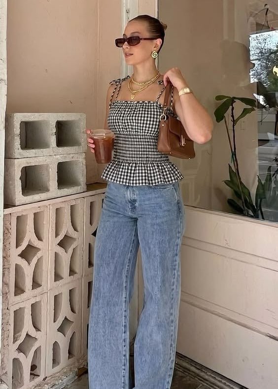 Jessica Vintage Plaid Tank Top - Women's Everyday Fashion Top - Image 8