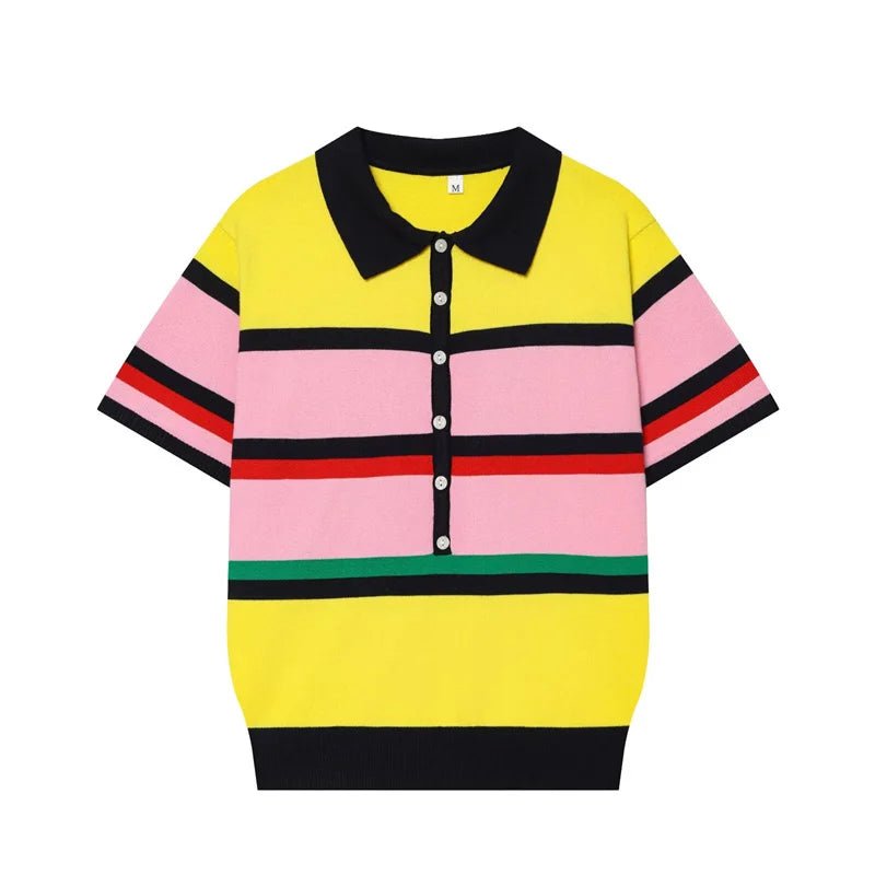 Claudia Colorblock Polo Knit Top - Women's Everyday Fashion Top - Image 5